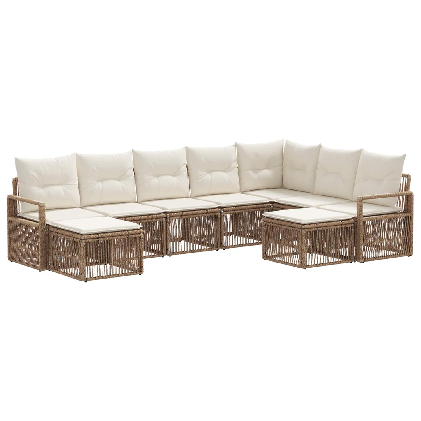 Tuinbankenset 9 pcs Beige poly rattan