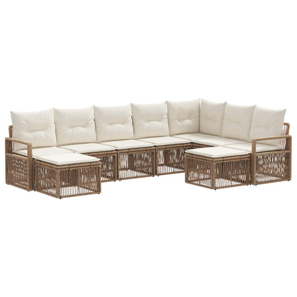 Tuinbankenset 9 pcs Beige poly rattan