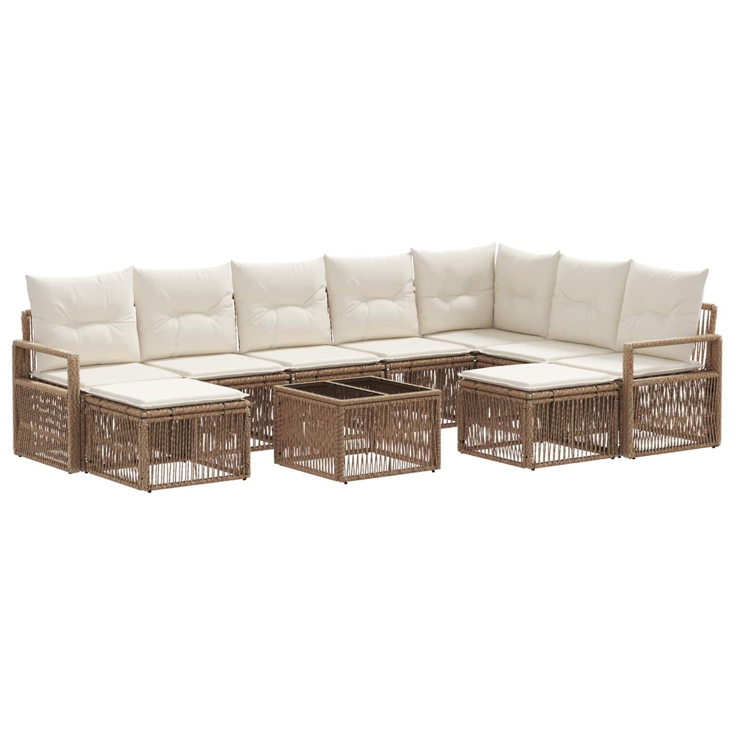 Tuinbankenset 10 pcs Beige poly rattan