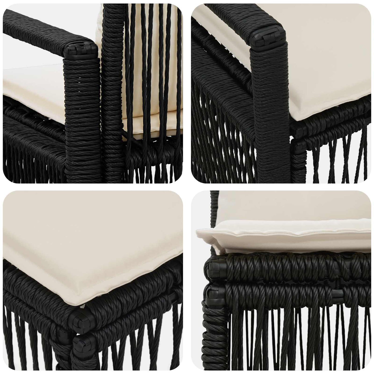 Tuinbankenset 8 st 8-Aantal zitplaatsen Zwart poly rattan