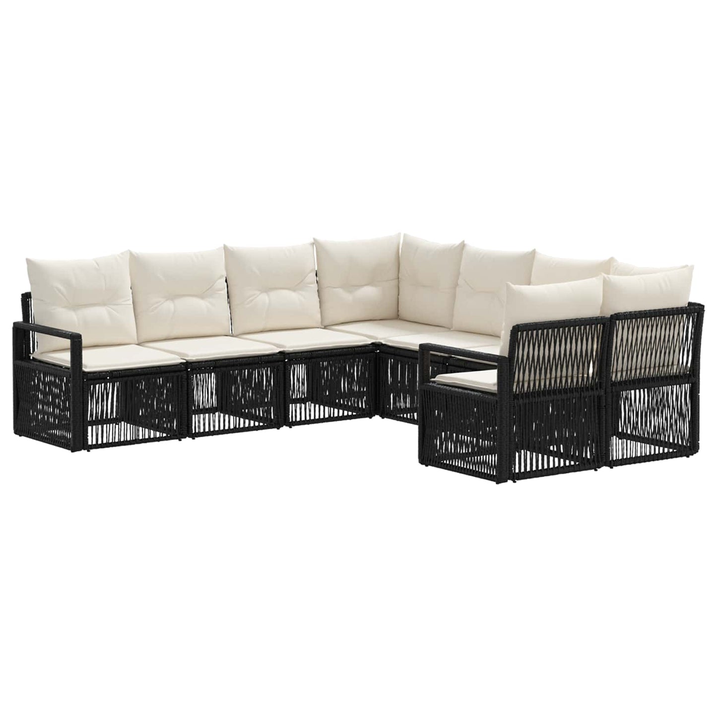 Tuinbankenset 8 st 8-Aantal zitplaatsen Zwart poly rattan