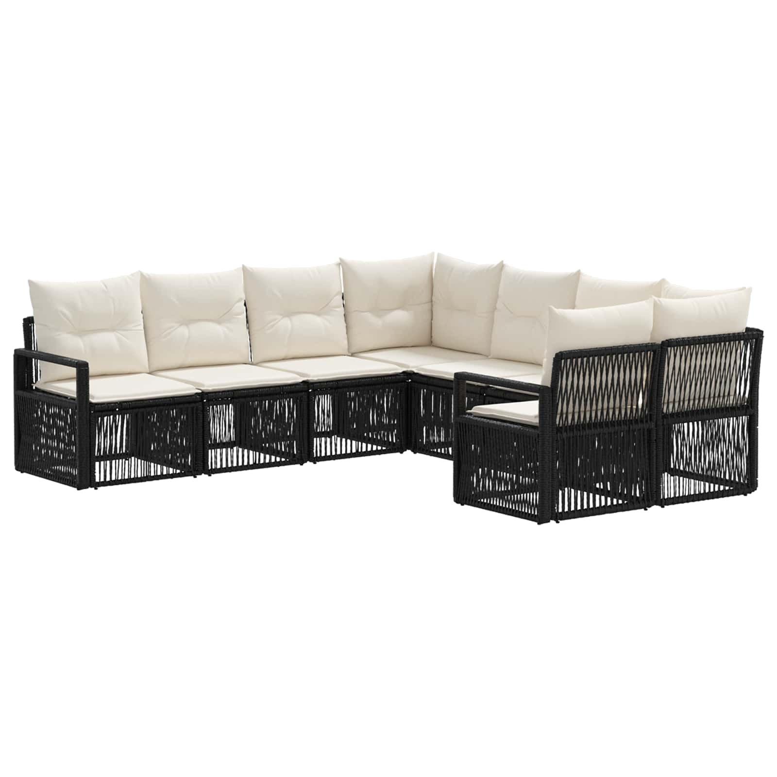 Tuinbankenset 8 st 8-Aantal zitplaatsen Zwart poly rattan