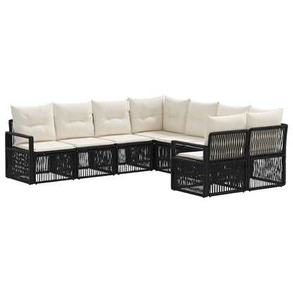 Tuinbankenset 8 st 8-Aantal zitplaatsen Zwart poly rattan