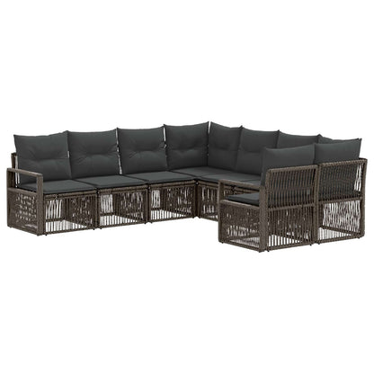 Tuinbankenset 8 st 8-Aantal zitplaatsen Grijs poly rattan
