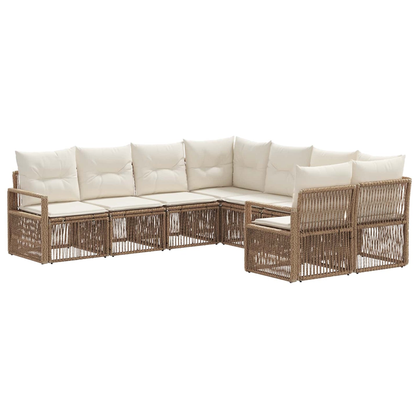 Tuinbankenset 8 st 8-Aantal zitplaatsen Beige poly rattan