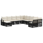 Tuinbankenset poly rattan 11-delig zwart