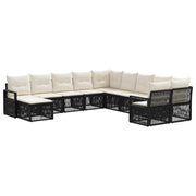 Tuinbankenset poly rattan 11-delig zwart
