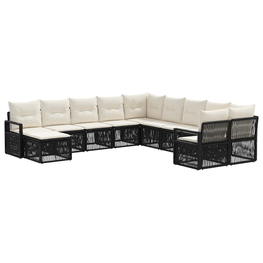 Tuinbankenset 11 pcs Zwart poly rattan