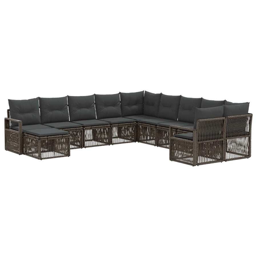 Tuinbankenset 11 pcs Grijs poly rattan