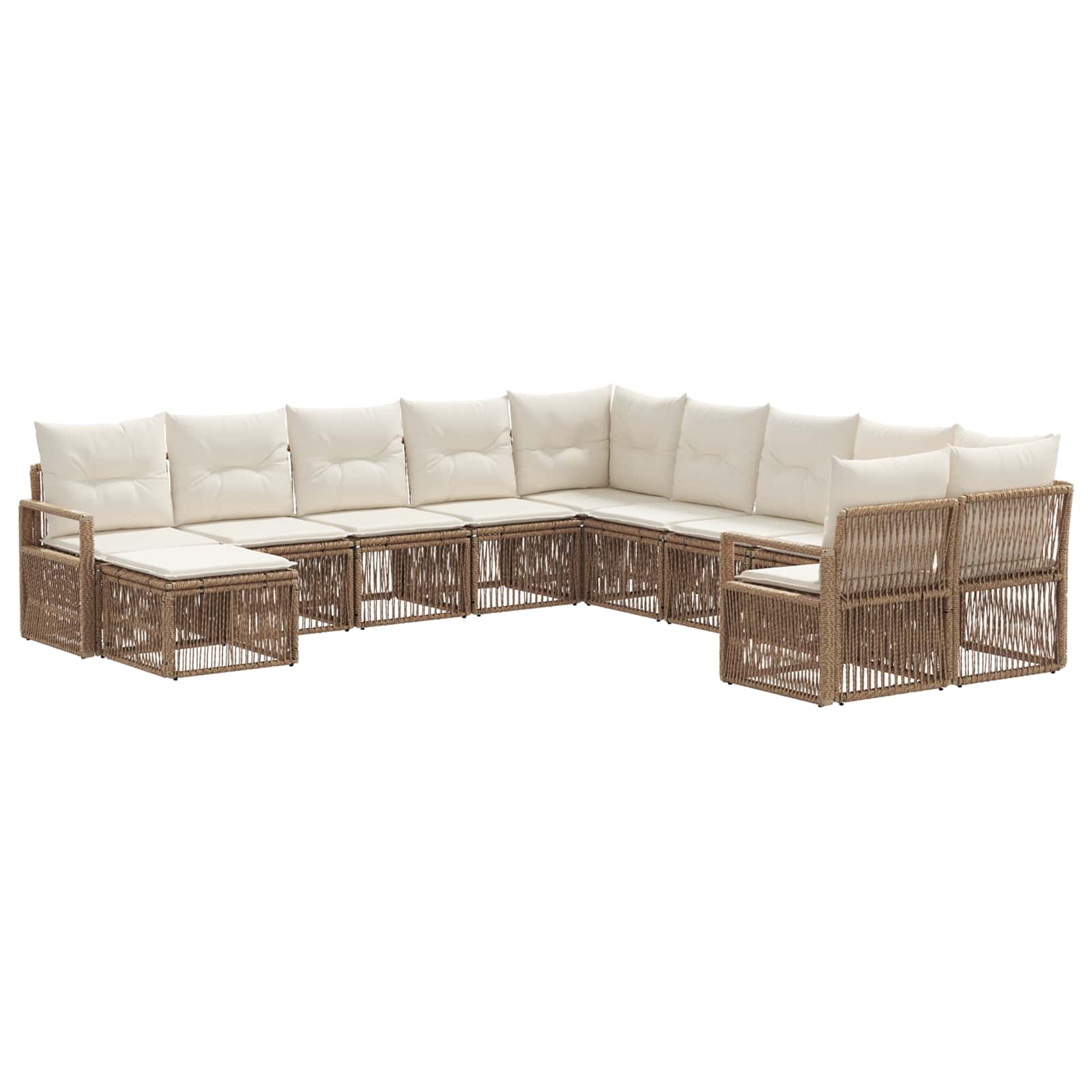 Tuinbankenset 11 pcs Beige poly rattan