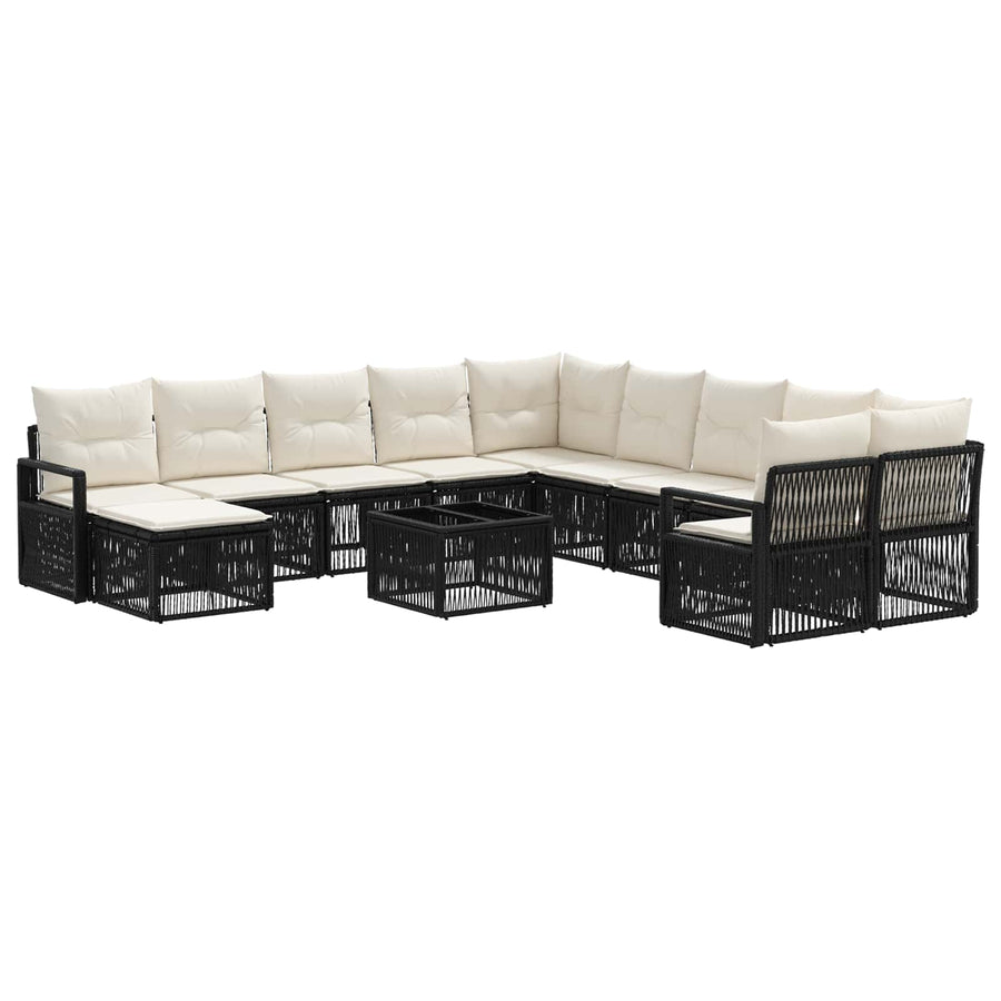 Tuinbankenset 12 pcs Zwart poly rattan