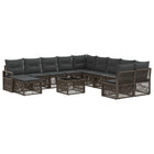 Garden Bench Set 12 pcs Grey poly rattan