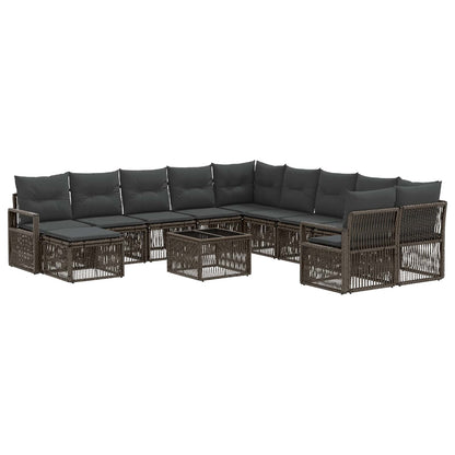Tuinbankenset 12 pcs Grijs poly rattan