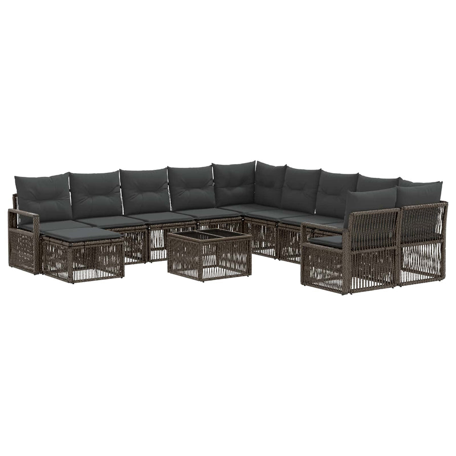 Tuinbankenset 12 pcs Grijs poly rattan