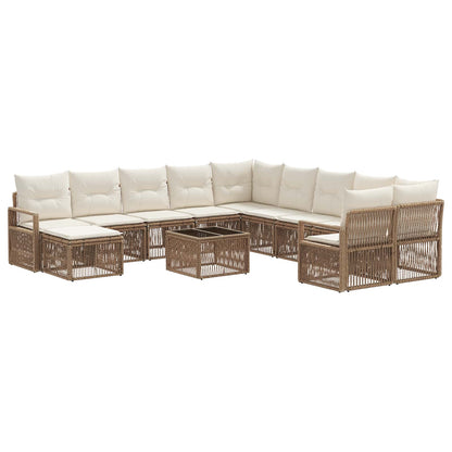 Tuinbankenset 12 pcs Beige poly rattan