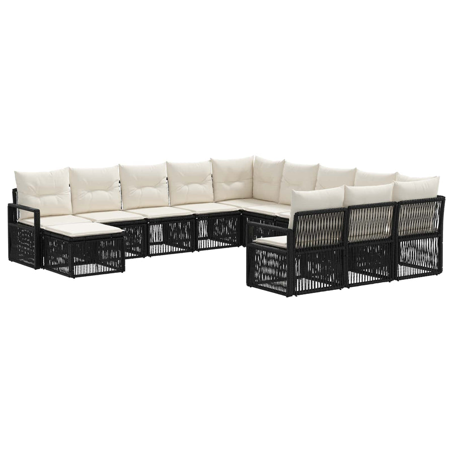 Tuinbankenset 12 pcs Zwart poly rattan
