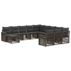 Tuinbankenset poly rattan grijs 12 personen