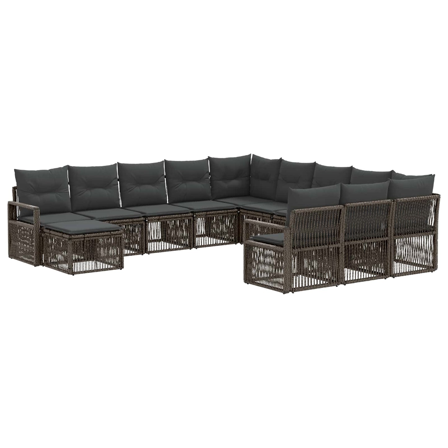 Tuinbankenset 12 pcs Grijs poly rattan