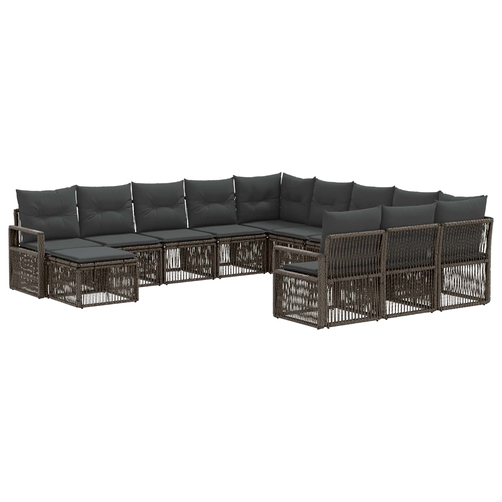 Tuinbankenset 12 pcs Grijs poly rattan