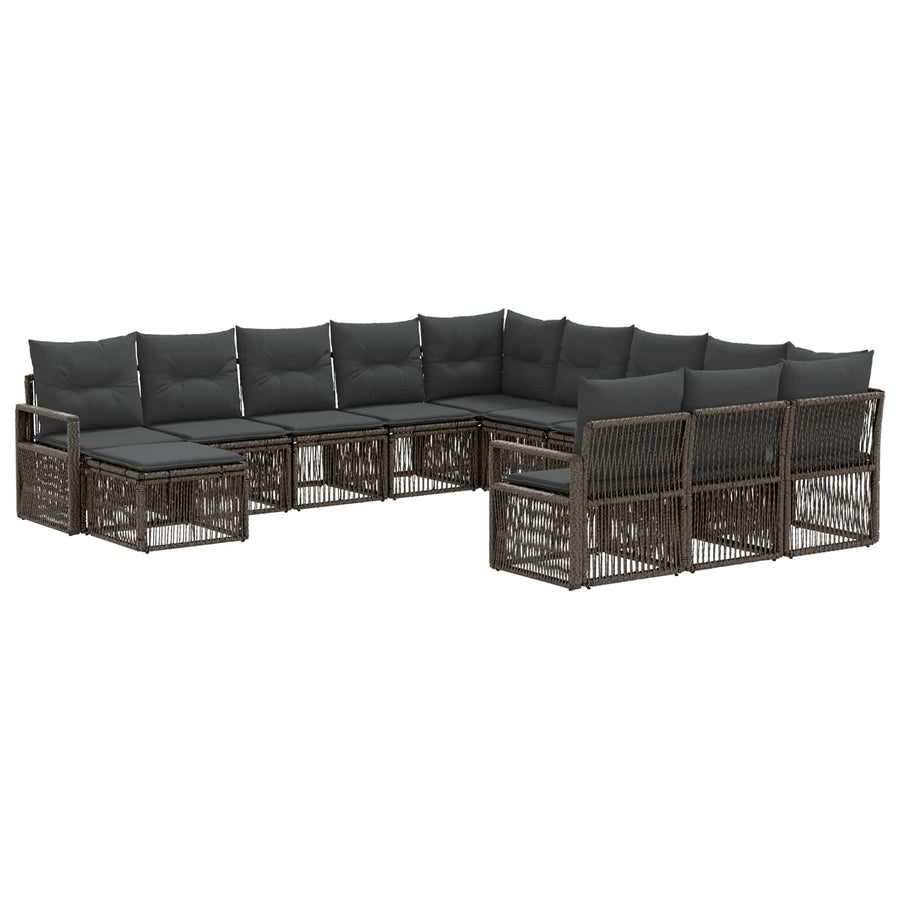 Tuinbankenset 12 pcs Grijs poly rattan