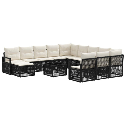 Tuinbankenset 13 pcs Zwart poly rattan