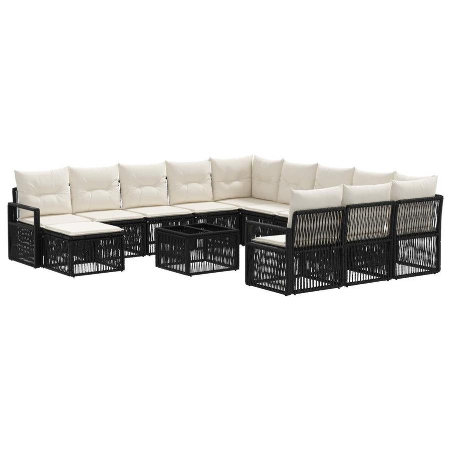Tuinbankenset 13 pcs Zwart poly rattan