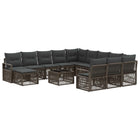 Garden Bench Set 13 pcs Grey poly rattan