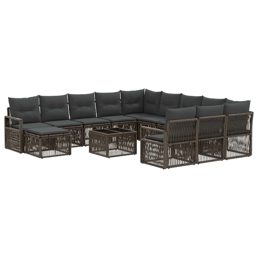 Tuinbankenset 13 pcs Grijs poly rattan