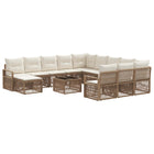 Garden bench set 13 pcs Beige poly rattan