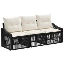 Tuinbankenset 3 pcs Zwart poly rattan