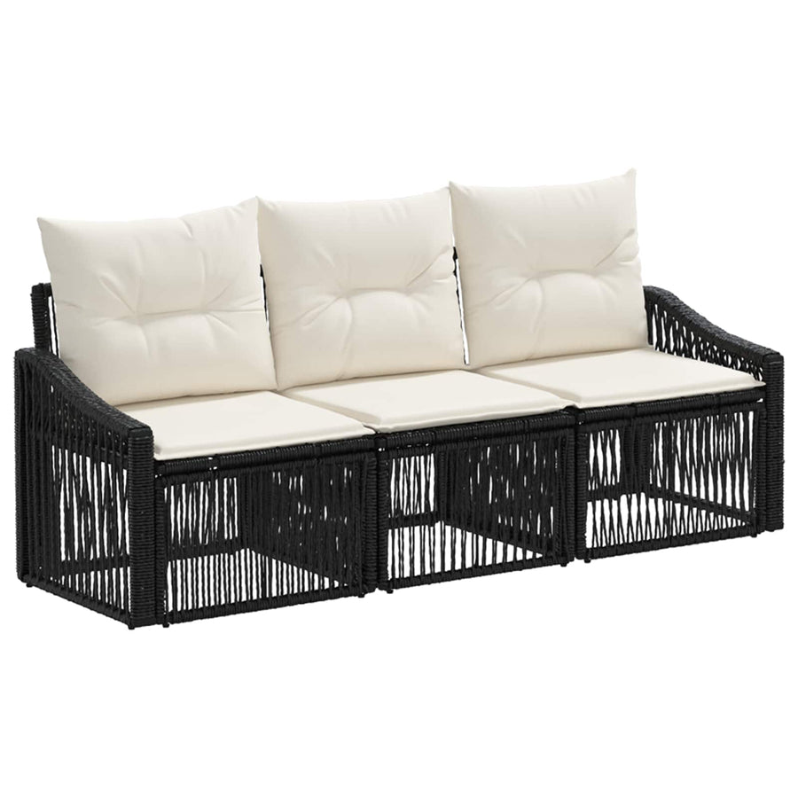 Tuinbankenset 3 pcs Zwart poly rattan