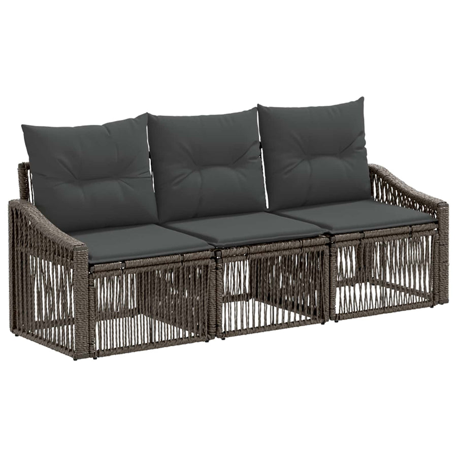 Tuinbankenset 3 pcs Grijs poly rattan