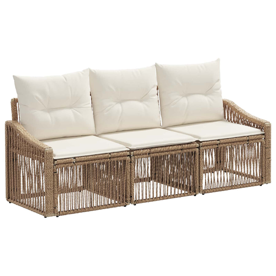 Tuinbankenset 3 pcs Beige poly rattan
