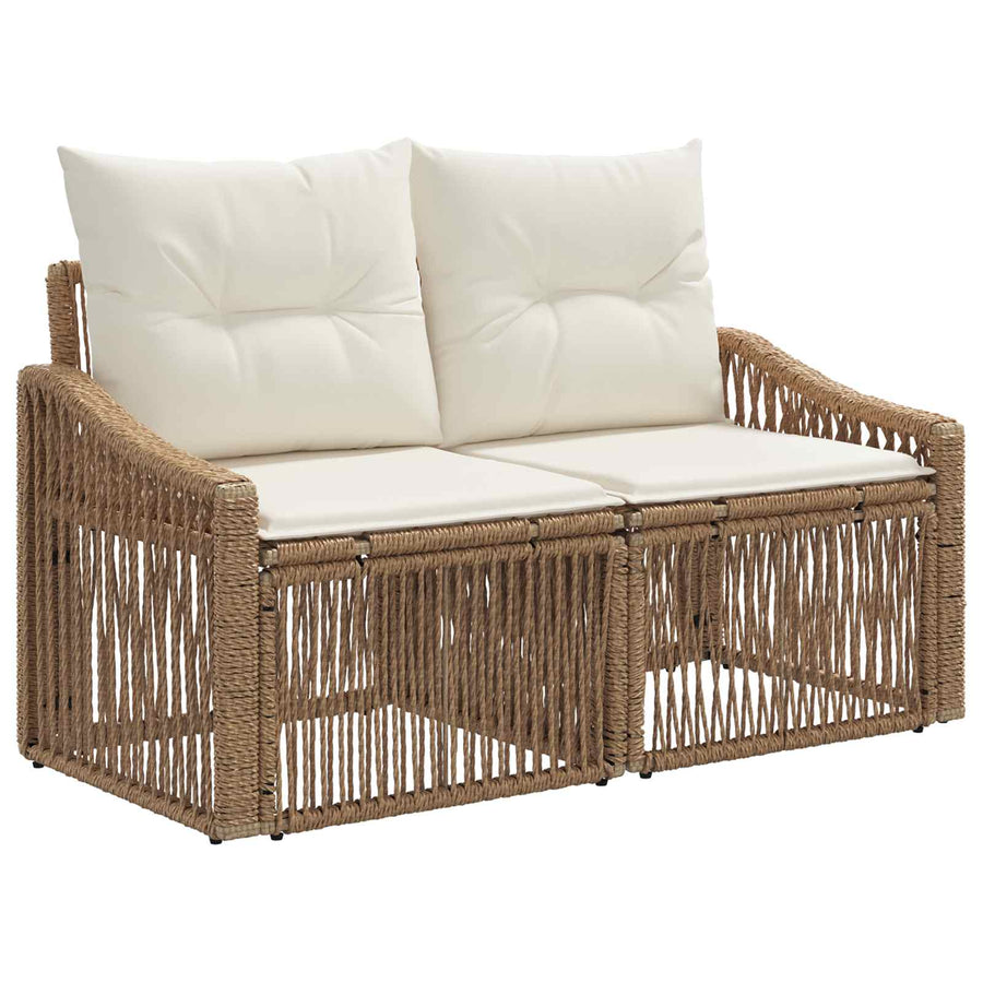 Tuinbankenset 3 pcs Beige poly rattan