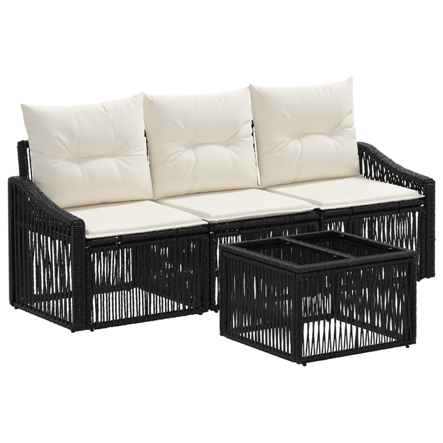 Tuinbankenset 4 pcs Zwart poly rattan