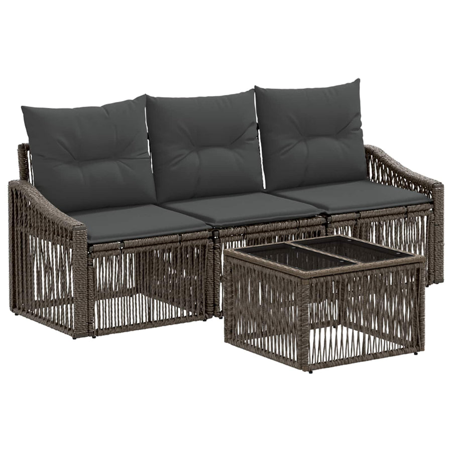 Tuinbankenset 4 pcs Grijs poly rattan