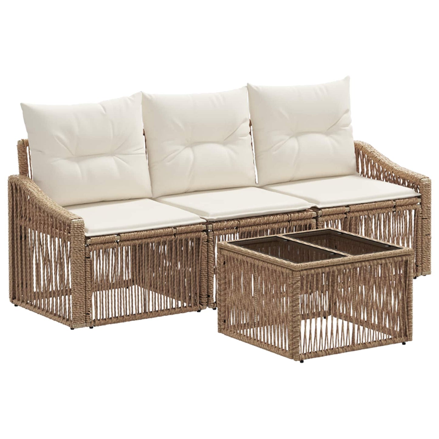 Tuinbankenset 4 pcs Beige poly rattan