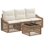Tuinbankenset poly rattan beige 4-delig