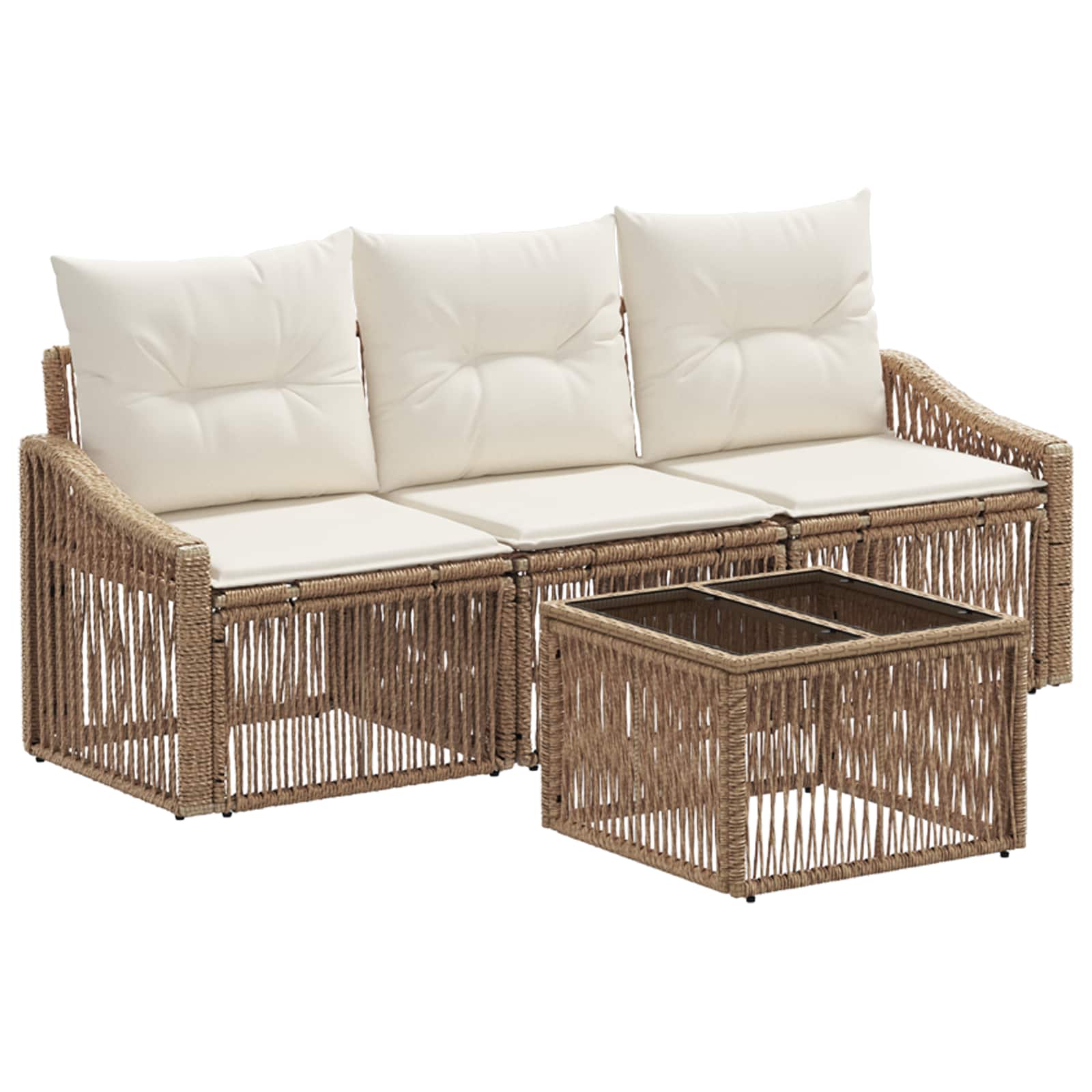 Tuinbankenset 4 pcs Beige poly rattan