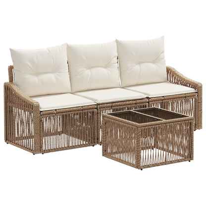 Tuinbankenset 4 pcs Beige poly rattan