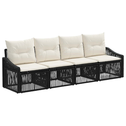 Tuinbankenset 4 pcs Zwart poly rattan