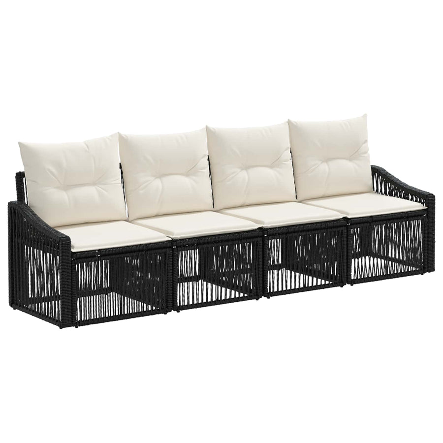 Tuinbankenset 4 pcs Zwart poly rattan