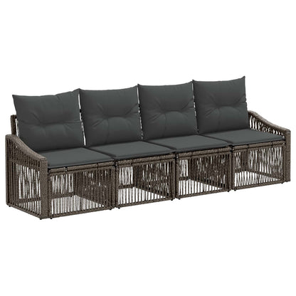 Tuinbankenset 4 pcs Grijs poly rattan