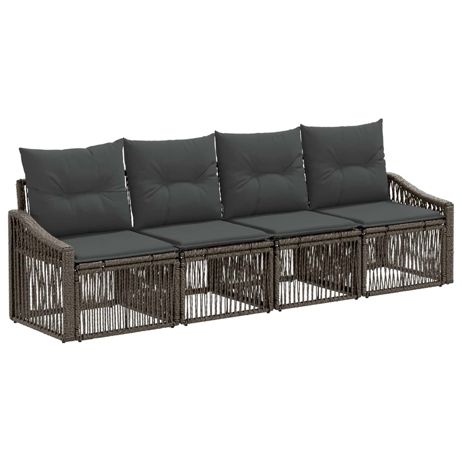 Tuinbankenset 4 pcs Grijs poly rattan