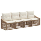 Tuinbankenset poly rattan beige 4 personen