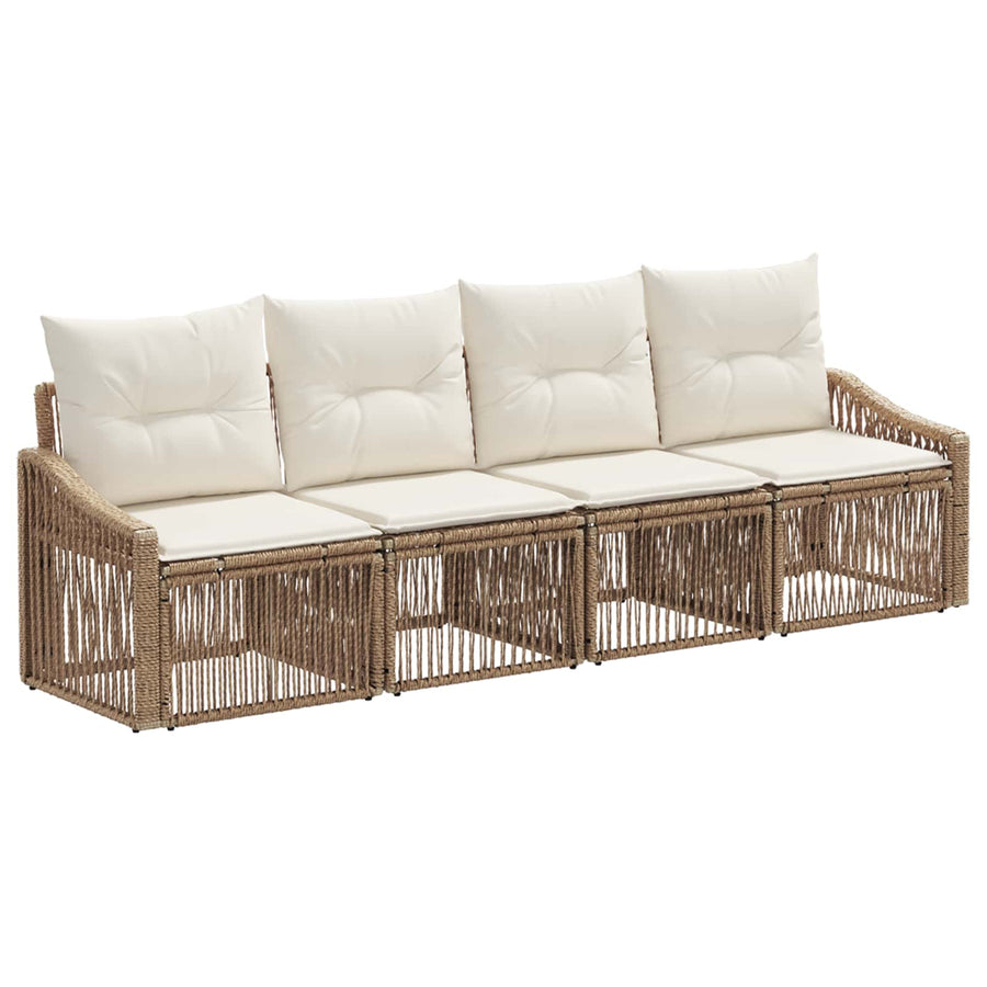 Tuinbankenset 4 pcs Beige poly rattan