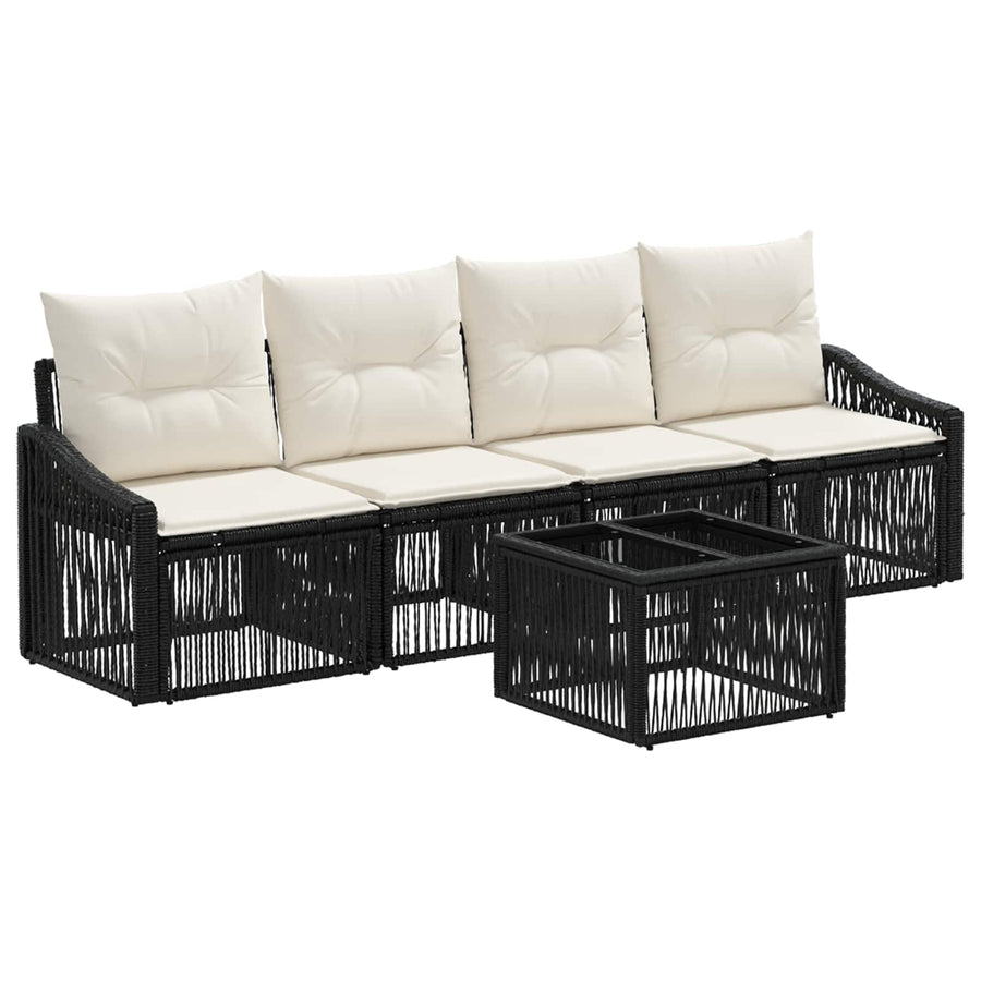 Tuinbankenset 5 pcs Zwart poly rattan