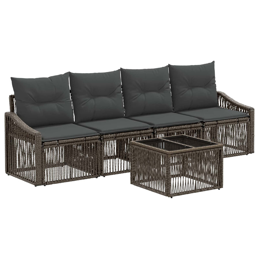 Tuinbankenset 5 pcs Grijs poly rattan