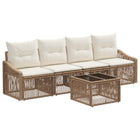 Garden Bench Set 5 pcs Beige poly rattan