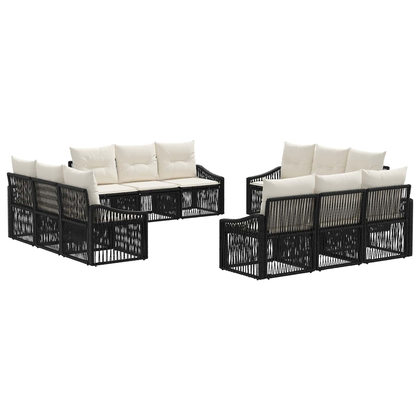 Tuinbankenset 12 pcs Zwart poly rattan
